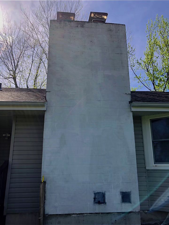 Chimney restored to a clean, uniform finish after cleaning